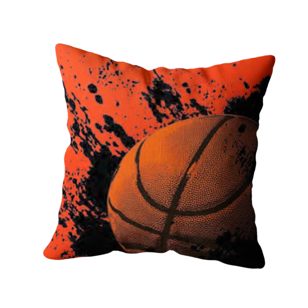 Coussin Décoratif - Basket Ball avec un fond rouge