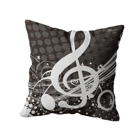 Coussin Décoratif Musique en Noir et Blanc - Style Moderne