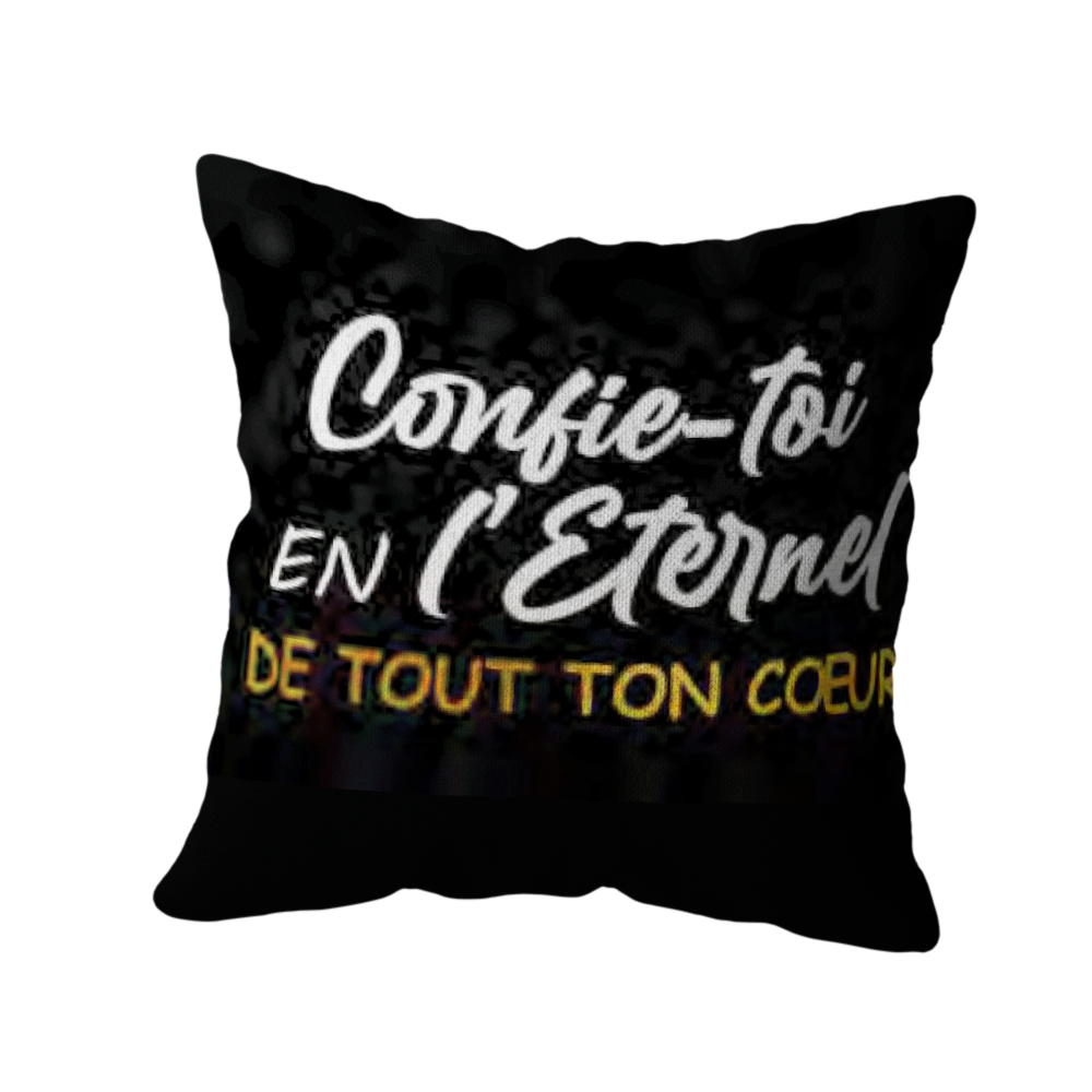 Coussin Décoratif “Confie-toi en l’Éternel” - Message Spirituel