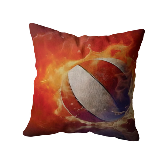 Coussin Décoratif Basketball en Flammes