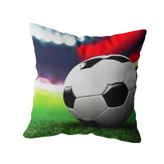 Coussin décoratif “Ballon de Football sur le Terrain”