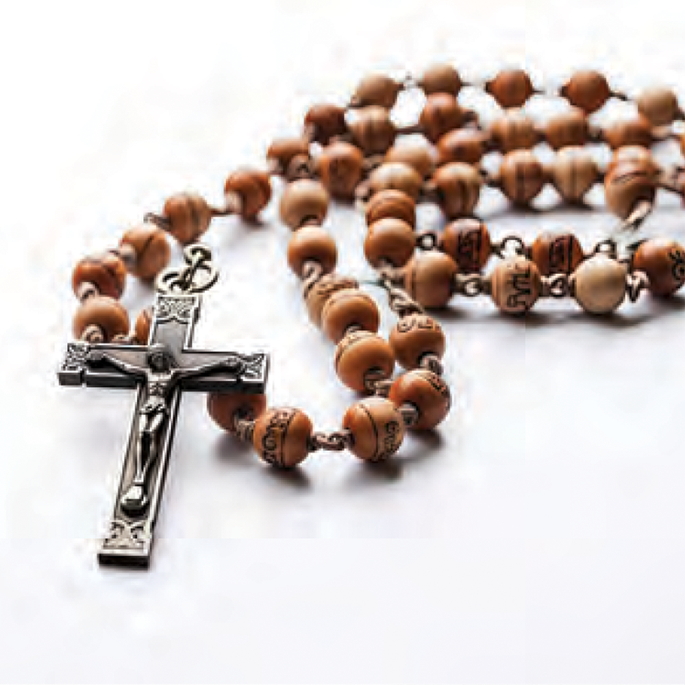 Chapelet en Bois avec Croix Métallique - Accessoire de Dévotion