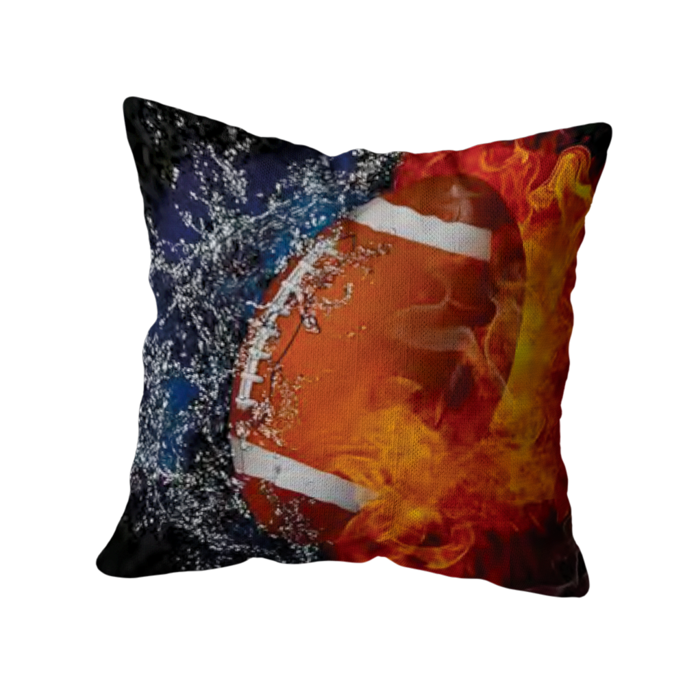 Coussin décoratif “Football Américain Feu et Eau”