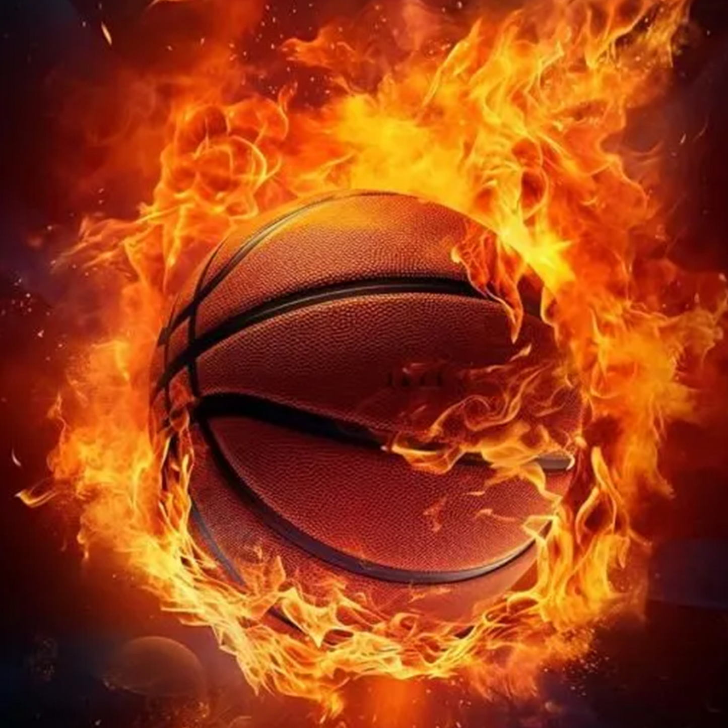 Coussin décoratif “Basketball en Flammes”